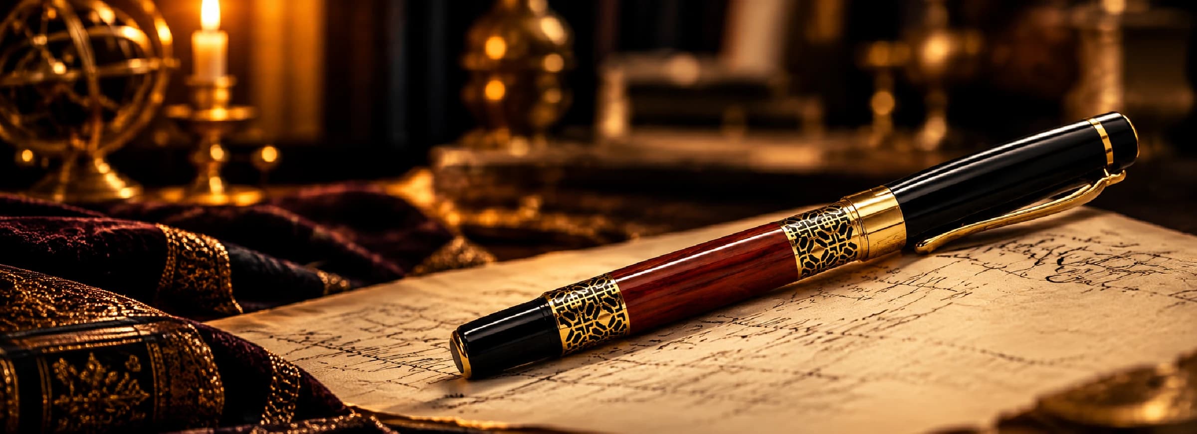 The black, red and gold Secrets Pen